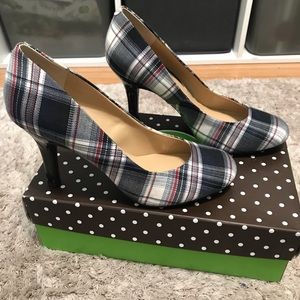Kelly & Katie Navy Plaid Pumps 8.5M